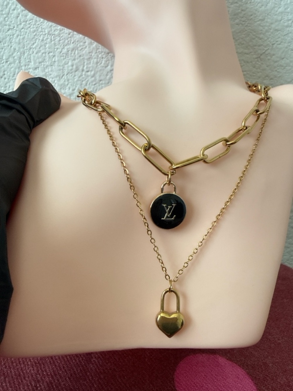 Elegant Gold Layered Necklace Gift Set with Box Coin Charm Heart Lock